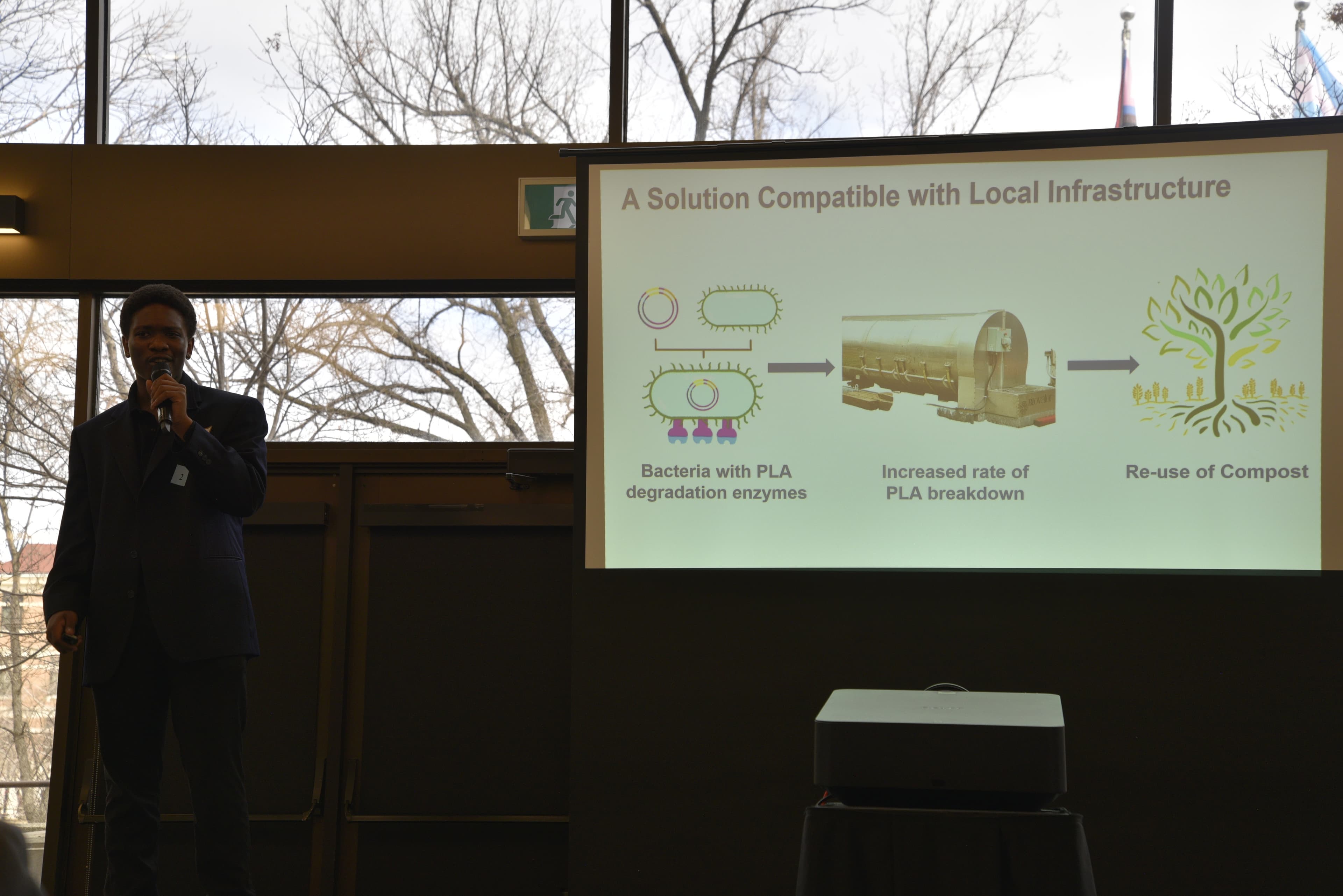 Prairie iGEM members presenting at the Science Spark pitch competition.